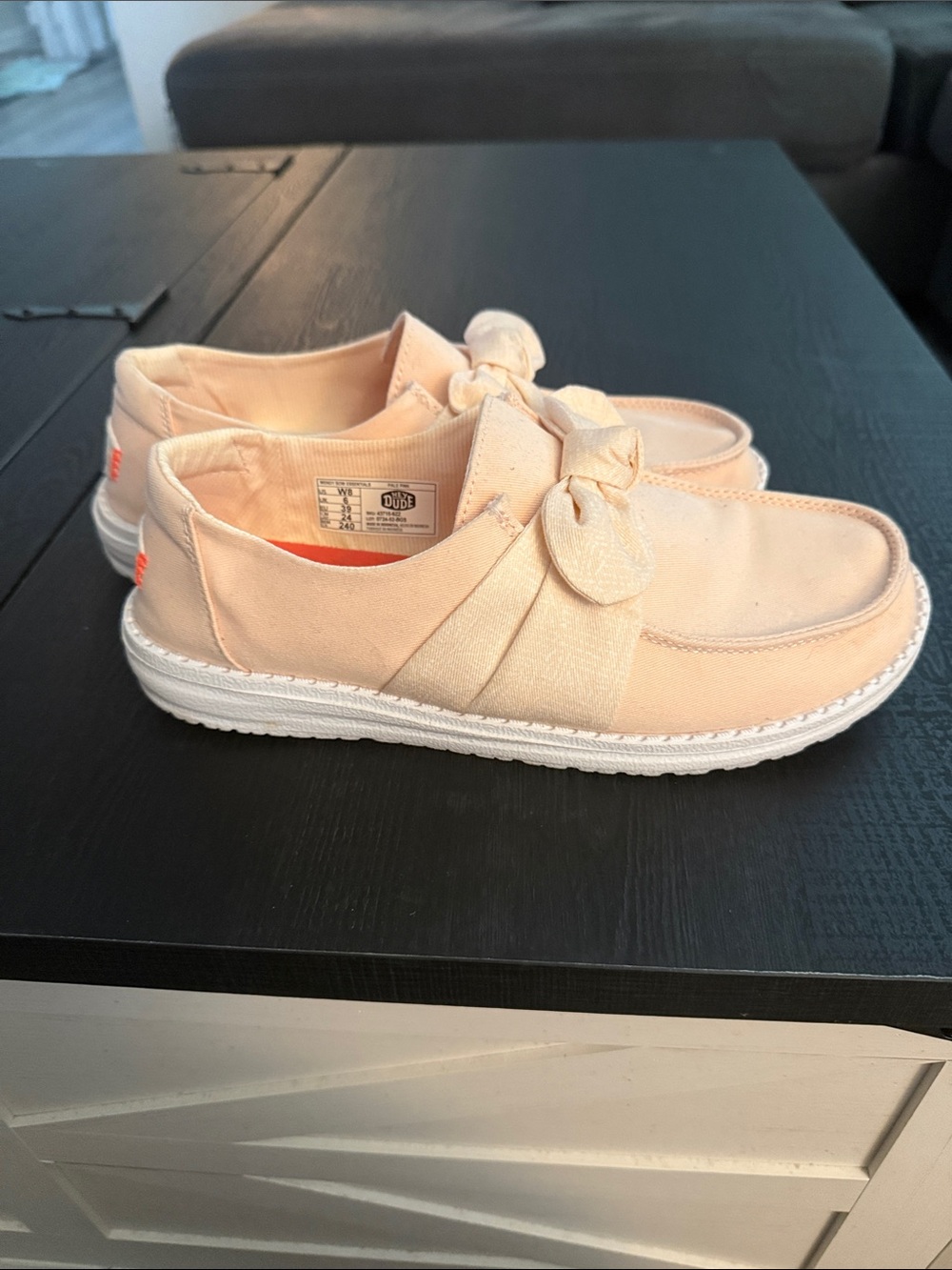 Hey Dude Women's Bow-Tie Slip-On Flats in Peach - Picture 5 of 6